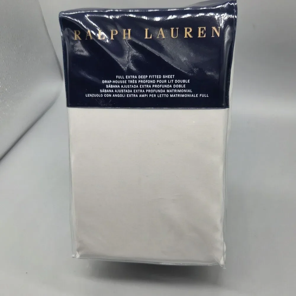RALPH LAUREN FULL EXTRA DEEP FITTED SHEET 464 White 100% Cotton Percale NEW